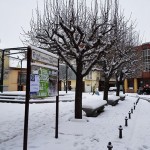 180228nevada Vista de la Plaza Obispo Alcolea cubierta de nieve.